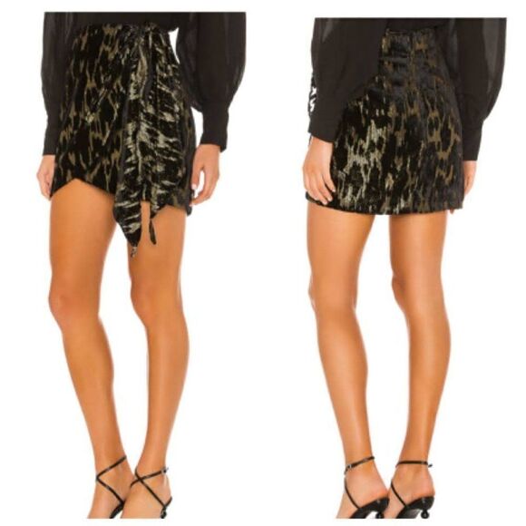 Bardot Ariella Mini Skirt Black Metallic Velvet - Picture 2 of 10